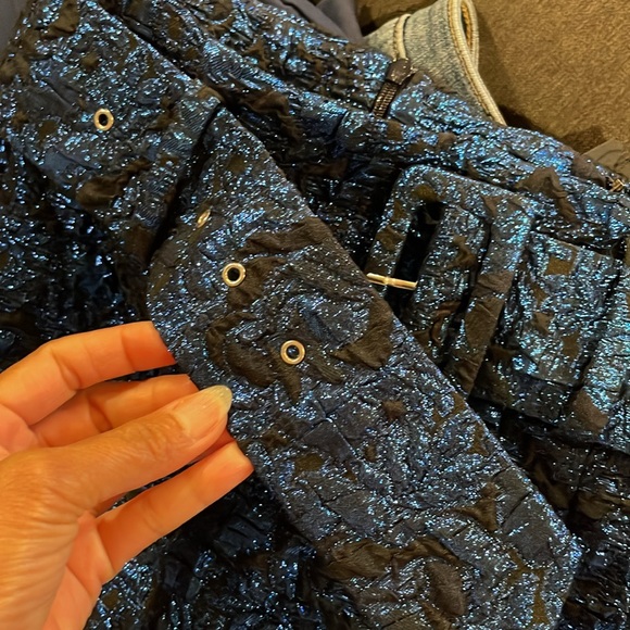 NWT Zara Festive Season Ruffle Metallic Blue On Black Belted Mini Skirt - Picture 10 of 12